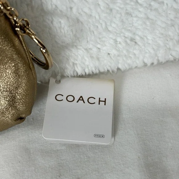 Coach Madison Leather Mini Skinny Gold Metallic Coin Pouch Wallet New NWT - Picture 5 of 8
